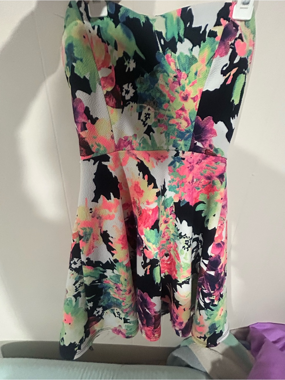 Floral Fit-and-Flare Sundress in Neon Multi